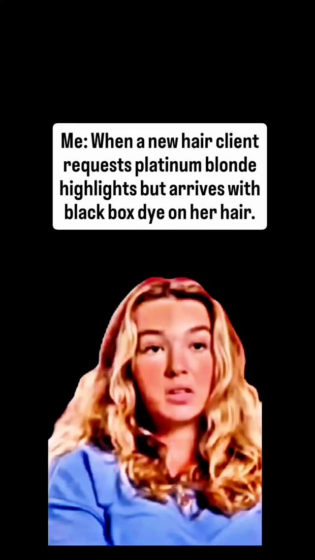 Welcome to the color correction chronicles. The blonde hair dream meets b9x dye reality. Step one: Manage expectations.
#BehindTheChair #hairdresserhumor #hairstylistlife