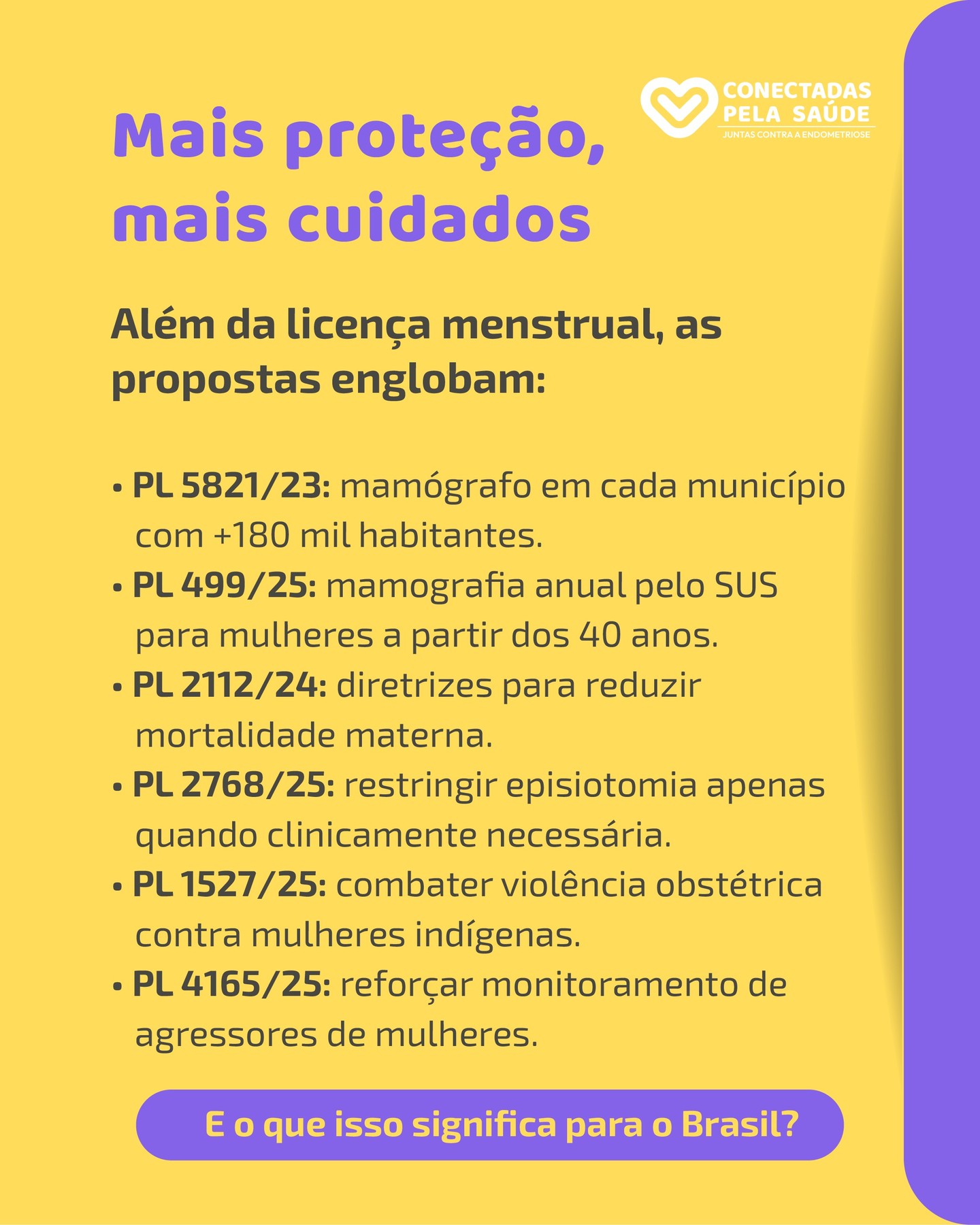 💜 Uma vitória importante para a saúde das mulheres!
A Câmara dos Deputados aprovou o regime de urgência para a votação de oito projetos voltados à saúde e à proteção feminina — entre eles, o PL da Licença Menstrual (PL 1249/22), que garante até três dias de afastamento no trabalho para mulheres que apresentem sintomas menstruais graves.
Mais do que uma pauta trabalhista, essa é uma mudança de paradigma: reconhecer que a saúde menstrual também é saúde pública.
Além da licença menstrual, outras propostas tratam de temas essenciais, como o acesso à mamografia, a redução da mortalidade materna e o combate à violência obstétrica — avanços que reforçam a importância de políticas públicas sensíveis às realidades das mulheres brasileiras.
✨ Quando a saúde das mulheres é prioridade, toda a sociedade avança.
👉 Salve, compartilhe e marque uma mulher que precisa saber dessa notícia.
#CefopFormacaoPublica #SaudeDaMulher #LicencaMenstrual #PoliticasPublicas #DireitosDasMulheres #SaudeMenstrual #EquidadeDeGenero #Endometriose #ConectadasPelaSaude #SaudePublica
